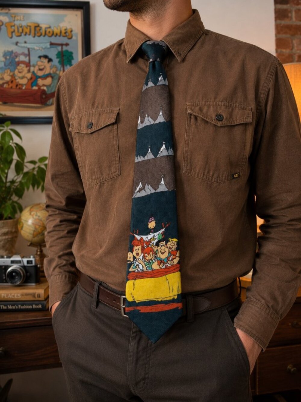 Vintage Flintstones NovelTees Cartoon Necktie Fred Flintstone Hanna Barbera Fun